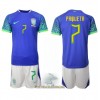 Officiële Voetbalshirt + Korte Broek Brazilië Lucas Paqueta 7 Uit WK 2022 - Kids